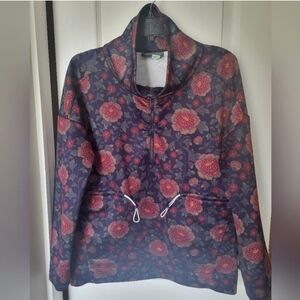 Anthropolgie Saturday Sunday Floral Funnel Neck Half Zip Pullover Size XS